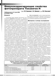 Л.П. Коваленко, Е.В. Шипаева д.б.н., И.И. Кольченко к.м.н.. ГУ НИИ фармакологии им. В.В. Закусова РАМН. Иммунокорригирующие свойства фитопрепарата Тонзилгон® Н
